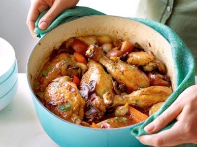 Chicken in White Wine Chicken In White Wine, White Wine Recipes, Le Creuset Recipes, White Wine Chicken, Enjoy Your Meal, Dutch Oven Cooking, Dutch Oven Recipes, Cooking Channel, Oven Recipes