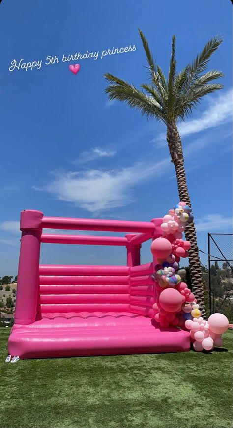 Pink Bounce House, Party In The Hamptons, Coachella Birthday, Quinceanera Pink, Bouncy House, Bday Party Theme, Happy 5th Birthday, Barbie Birthday Party, Sweet Paper