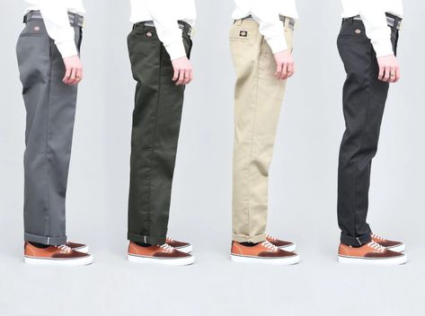 Dickies Fit Guide - How 803, 872, 873 and 874 Work Pants Fit? – Slam City Skates Dickies 874 Outfit, Dickies Outfits Men, Dickies Outfit, Dickies Style, Dickie Work Pants, Skate Pants, Dickies 874, Skate Style, Dickies Pants