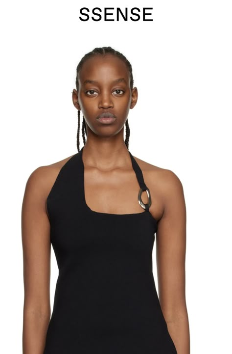 https://www.ssense.com/en-jp/women/product/sir/black-aude-asymmetric-tank-top/11664471 Asymmetrical Knit Top, Lily Pilly, Assymetrical Top, Sewing Aesthetic, Asymmetrical Tank Top, Tank Tops Diy, Megan Elizabeth, Bohemian Jewels, Top Summer Outfits