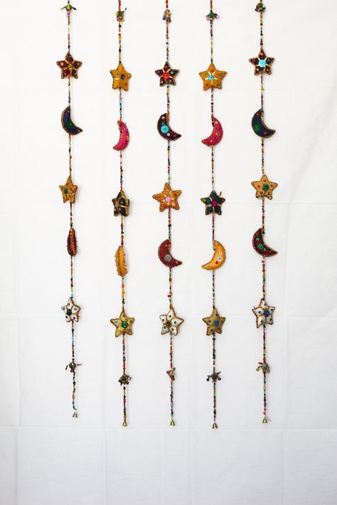 Title - Handcrafted Decorative Wall/Door Window Hanging Bells For Home Office Wedding Festival Decoration                                                                                                      Perfect Gift For Any Occasion About This Item:-  *It is a traditional item made up of fabric, metal bells and artificial pearls. Each bell is of different color and has been handcrafted and added to string with other props. This designer wall hanging definitely is an exclusive choice for your home décor. *Very appealing and eye catching enhances the decor value of the house, office , hotel  etc *Laser cut good quality finish and longevity *Designed to give your house traditional yet contemporary look *Exclusive Gift For Festival, Corporate Gift ,Wedding , House warming , Anniversary and Apartment Wall Decor Aesthetic, Over Bed Hanging Decor, Crafts To Hang On Your Wall, Spanish Aesthetic Bedroom, Mystical Bedroom Decor, Vintage Wall Decoration, Room Decor Items Bedrooms, Unique Room Ideas Creative, Whimsical Boho Decor