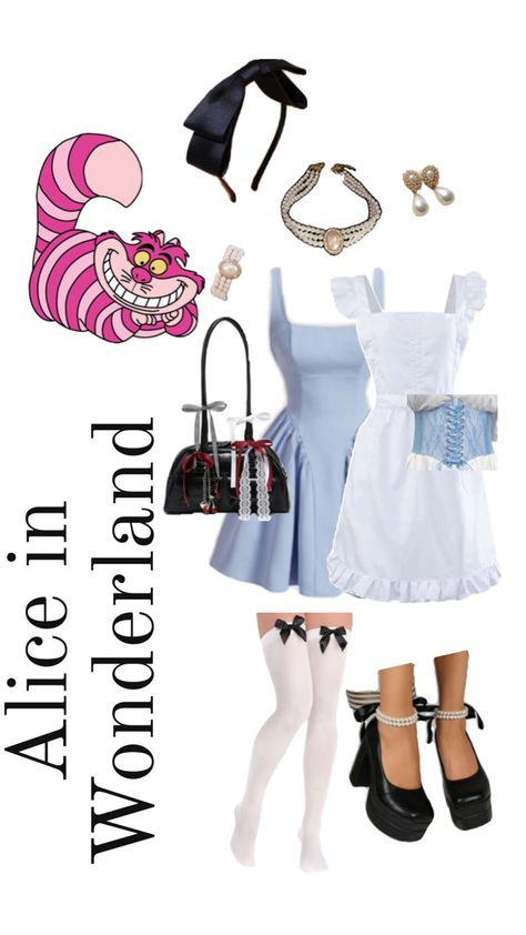 alice in wonderland Modern Alice In Wonderland Outfit, Alice In Wonderland Themed Outfits, Alice In Wonderland Disneybound, Alice In Wonderland Costume Ideas, Wonderland Outfit, Alice In Wonderland Outfit, Alice Costume, Alice In Wonderland Tea Party Birthday, Alice In Wonderland Costume