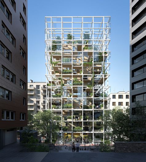 MVRDV - Residential building - Paris on Behance Breathing Architecture, Grid Architecture, Paris Buildings, Studios Architecture, Green Architecture, Social Housing, Affordable Housing, Facade Design, Green Building