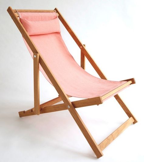 5 best folding chairs - Gallant & Jones Coral Beach Chair | Remodelista Pink Outdoor Furniture, Folding Garden Chairs, Metal Folding Chairs, Chair Makeover, Lawn Chairs, Beach Chair, Diy Chair, Building A Deck, Deck Chairs