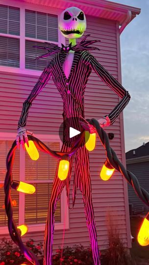 17K views · 57K reactions | OBSESSED with how these DIY GIANT LED Halloween string lights turned out! 🎃🧡 Inspired by @livinwithmb giant Christmas lights 😍 Comment LINK & I’ll send you a DM with everything you need ✨

#decoratewithme #pumpkins #jackolantern #skeleton #spookyseason #halloween #happyhalloween #diyhalloween  #diy #giantstringlights #halloweendecor #halloweendecorations #halloweendecorating #fall #halloweenporch #nightmarebeforechristmas | Melissa Fakler | melissa_fakler · Original audio Jackolantern Skeleton, Giant Christmas Lights, Giant Skeleton, Halloween String Lights, Halloween Yard Decorations, Yard Decorations, Halloween Porch, Halloween Yard, Halloween Lights