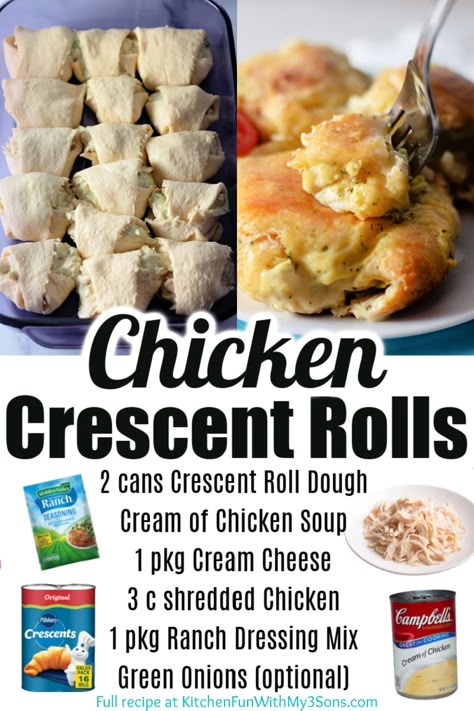 Crescent Roll Recipes Dinner, Chicken Crescent Rolls, Chicken Crescent, Crescent Recipes, Shredded Chicken Recipes, Chicken Rolls, Crescent Roll Recipes, Ranch Dressing Mix, Crescent Roll Dough