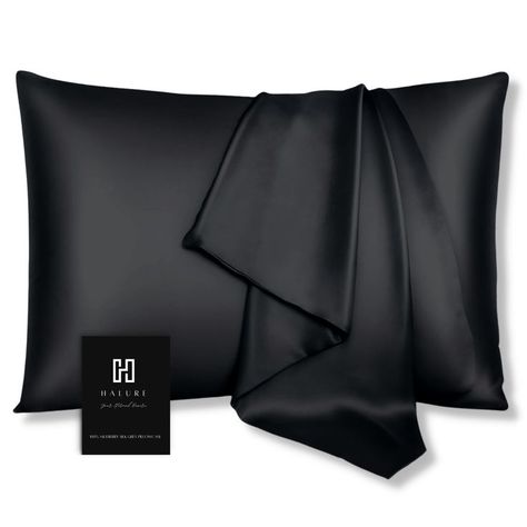 Silk Bedroom, Fun Pillow Cases, Black Pillow Cases, Cooling Pillow, Silk Pillowcase Hair, Black And White Pillows, Silk Pillow Cover, Black Pillows, Silk Pillow