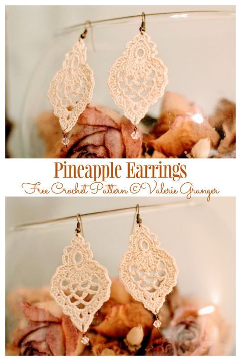 Lovely Earrings Free Crochet Patterns & Paid - DIY Magazine Free Earring Crochet Patterns, Crochet Pineapple Earrings, Funny Crochet Earrings, Free Crochet Earring Pattern, Crochet Thread Earrings Free Pattern, Earrings Crochet Pattern, Crochet Patterns Earrings, Crochet Leaf Earrings Free Pattern, Diy Crochet Earrings Free Pattern