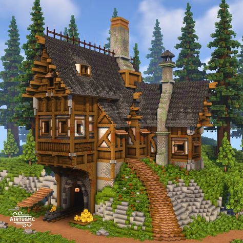 Airtug on Instagram: “Medieval miners house, lmk what you guys think of it #minecraft #minecraftbuild #minecraftpe #mcpe #minecraftcreations #minecraftbuilds…” Miners House Minecraft, Minecraft Medieval Armorer, Medieval Light House Minecraft, Minecraft House Exterior Details, Miner House Minecraft, Minecraft Miners House, Minecraft Logging Mill, Dallasmed65 Minecraft House, Minecraft Miner House