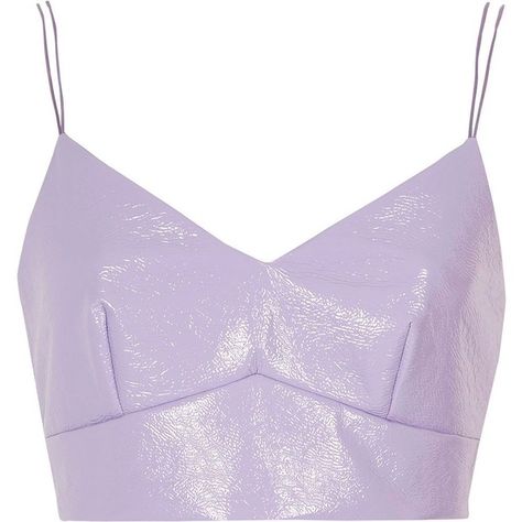 River Island Light purple vinyl bralette (60 TND) ❤ liked on Polyvore featuring tops, crop tops, shirts, purple, bralets, sale, women, shirt crop top, light purple shirt and cropped shirts Light Purple Shirt, Crop Tops Shirts, Purple Vinyl, Bralet Tops, Purple Crop Top, Strappy Crop Top, Cropped Camisole, Bralette Crop Top, Purple Shirt