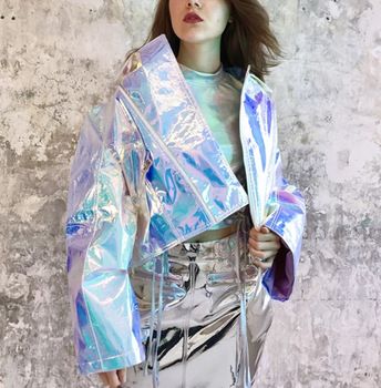 OEM Holographic Oversized Short Jacket Women #fashionjacket #oversiedjacket  #jacketwomen #customjacket  #fashionjacket  #shortjacketwomen #oversizedjacket Holographic Jacket, Holographic Fashion, Holographic Fabric, Ladies Short Jackets, Camo Fashion, Oversize Fashion, Over Size, Fashion Tips For Women, Shell Jacket