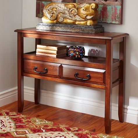 Tuscan Brown Console Table with Pull Handles Tuscan Homes Interior, Brown Console Table, Tuscan Furniture, Rustic Italian Home, Mediterranean Homes Exterior, Beautiful Tile Floor, Italian Home Decor, Mediterranean Interior, House Family