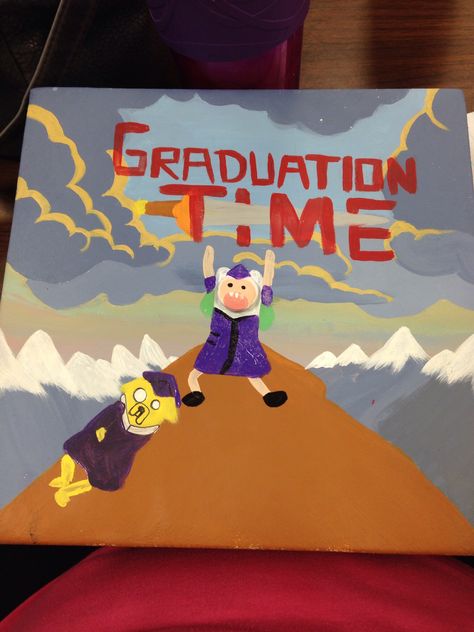 Adventure time graduation cap!!! So happy with the results!! Love it!! Adventure Time Senior Quotes, Adventure Time Theme, Graduation Designs, Graduation Cartoon, Graduation Design, Cap Ideas, Senior Quotes, Graduation Cap Decoration, Cap Decorations