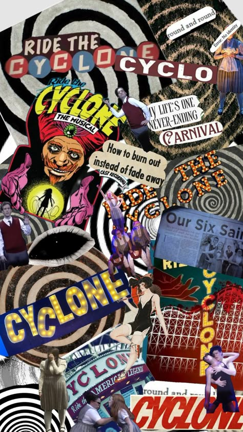 RIDE THE CYCLONE #ridethecyclone #janedoe The Cyclone Roller Coaster, Ride Of The Cyclone, Ride The Cyclone Aesthetic, Ride The Cyclone Wallpaper, Cyclone Art, Musical Wallpaper, Ride The Cyclone, Theater Kid, Emotional Rollercoaster