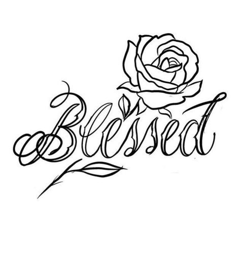 Blessed Rose Tattoo, Stencil Outline Tattoo, Outline Tattoo Design, Rose Tattoo Outline, Tattoos For Moms, Side Hand Tattoos, Simple Tats, Simple Tattoos For Guys, On Tattoo