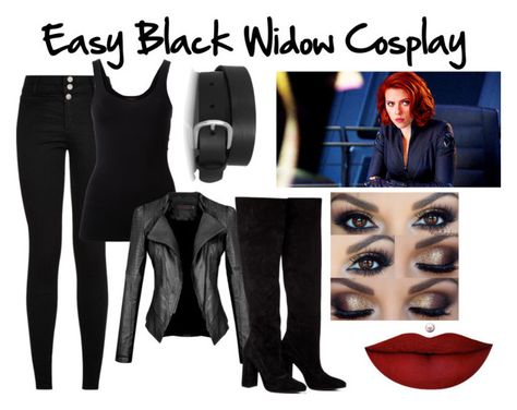 "Easy Black Widow Cosplay" by moose-notmoose-clarence ❤ liked on Polyvore featuring Isabel Marant, Theory, Anouki, Anastasia Beverly Hills, women's clothing, women, female, woman, misses and juniors Female Superhero Costumes Diy, Diy Black Widow Costume, Black Widow Diy, Widow Outfit, Black Widow Halloween Costume, Black Widow Outfit, Diy Superhero Costume, Widow Costume, Marvel Halloween Costumes