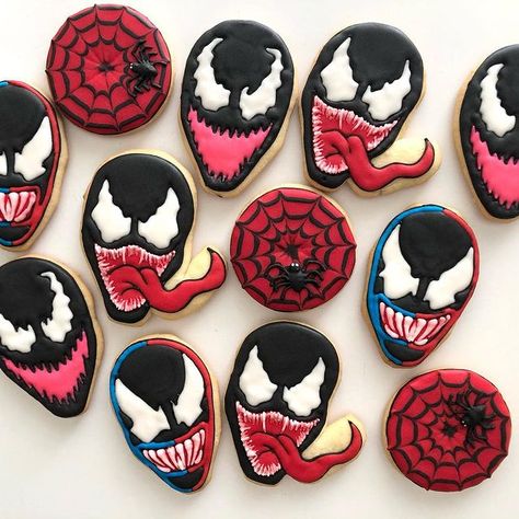 Venom Cake Pops, Venom Birthday Party Ideas Decorations, Venom Cookies, Venom Party Ideas Kids, Venom Cupcakes, Venom Birthday Party Ideas, Venom Birthday Party, Venom Party, Venom Birthday