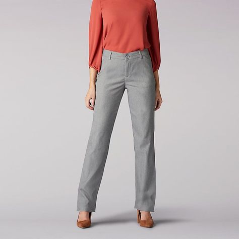 ac796a52db3f16bbdb6557d3d89d1c5adesc52781176ri Light Grey Pants Outfit Work, Boot Cut Pants Outfit, Grey Dress Pants Outfit, Grey Pants Outfit, Dress Pants Outfits, Relaxed Fit Pants, Straight Leg Pant, Pants Women Fashion, Gray Pants