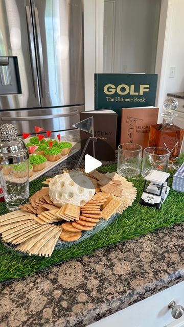 Golf Themed Party Snacks, Golf Themed Appetizers, Golf Party Themed Food, Hole In One First Birthday Food, Golf Themed Charcuterie Board, Golf Charcuterie Board, Golf Party Food Ideas, Hole In One First Birthday Food Ideas, Father’s Day Party Ideas