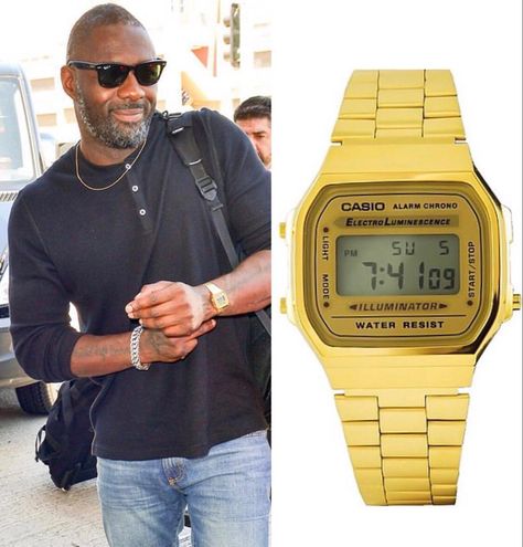 Casio A158, Casio A168, Computer Service, Gold Outfit, Idris Elba, Elba, Garmin Watch, Patek Philippe, Casio Watch