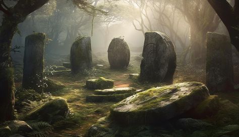 Fantasy Stone, Foto Editing, Stone Forest, Stone Circle, Inspiration Images, Indie Art, Ancient Forest, Winter Forest, Dark Forest