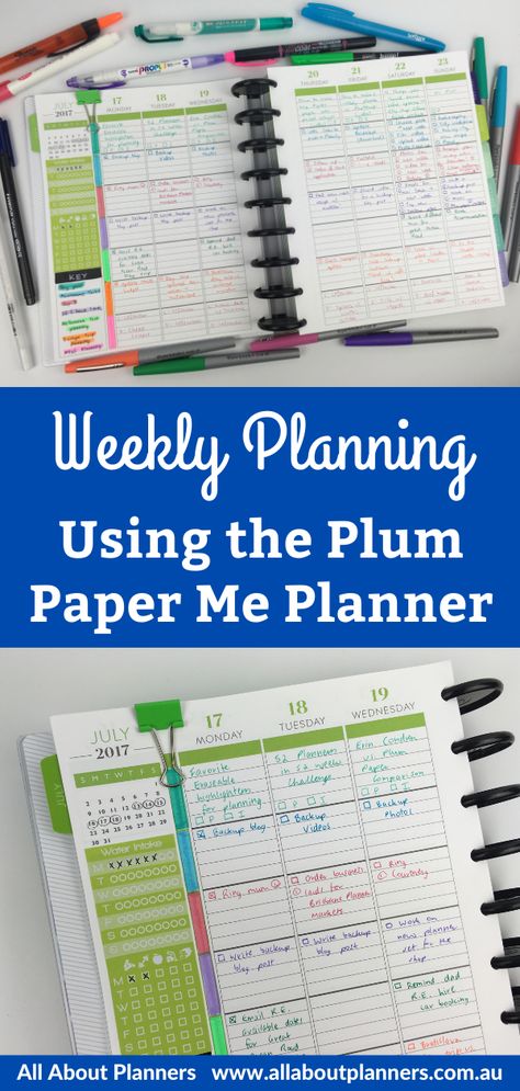 Weekly planning using the Plum Paper Me Planner (52 Planners in 52 Weeks – Week 29) Weekly Planner Layout Ideas, Plum Paper Planner Ideas, 52 Weeks Challenge, Europe Trip Planning, Paper Mate Flair, Planner Review, Plum Planner, Types Of Planners, Organization Station