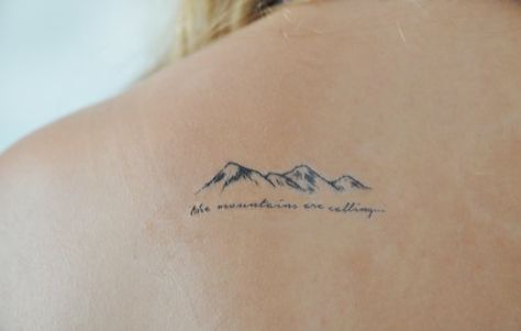 Mountains Temporary Tattoo, Small Temporary Tattoo, Tattoo Temporary, Nature Art, Black, Quote Temporary Tattoo, Temporary Tattoo Set Mountain Drawing, Geniale Tattoos, Initial Tattoo, Mountains Are Calling, Mountain Tattoo, Temporary Tattoo Designs, The Mountains Are Calling, Tattoo Set, Tattoo Removal