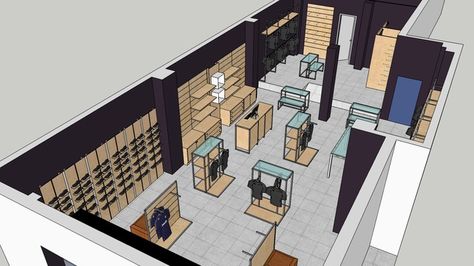 Tienda de Deportes - 3D Warehouse Sketchup Model, 3d Warehouse, Shop Interiors, Eindhoven, Concept Architecture, Visual Merchandising, Retail Store, Autocad, Office Design