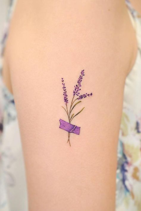 30  Perfect Lavender Tattoo Design Ideas Lavender Tattoo Design, Purple Tattoo Ink, Wisteria Tattoo, Lavender Tattoos, Violet Tattoo, Pagan Tattoo, Balance Tattoo, Purple Tattoos, Lavender Tattoo