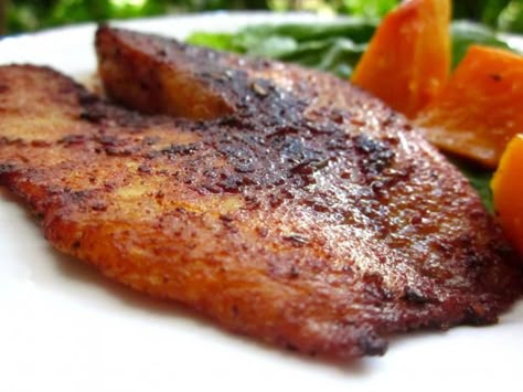 Blackened Tilapia - I made this the other day and it was AMAZING! (and when cooked in the right oil, Paleo friendly :-) Catfish Fillets, Cooking Trout, Blacken Fish, Blackened Fish, Blackened Tilapia, Fish Fillets, Tilapia Recipes, Red Snapper, Favorite Cookbooks