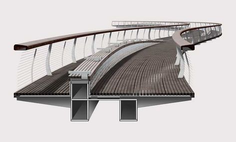 Works - PublicSpace Bridge Structure, Steel Bridge, Landscape Structure, Lan Can, Architectural Section, Pedestrian Bridge, Bridge Design, Structure Architecture, Architecture Portfolio