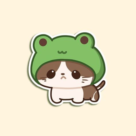 Frog Hat Meme Cat Sticker | Cute Stickers | Cat lover stationery | Cat Gifts | Custom Stickers |  Meme Cat 3 Inch Die Cut Sticker Sticker #sticker Stickers #stickers freesticker #freesticker freestickers #freestickers free download sticker #freedownloadsticker 13.252 Sticker Gift Ideas, Cute Sticker Ideas Easy, Cute Stickers Ideas, Gato Cute, Cute Kawaii Stickers, Frog Cat, Cute Cat Stickers, Cats Stickers, Sticker Drawing