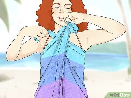 4 Ways to Tie a Pareo - wikiHow How To Tie A Bathing Suit Wrap, Sarong Wrap Tutorial, Sarong Tutorial, How To Tie A Sarong, Sarong Tying, Swim Wrap, Cook Island, Wrap Bathing Suit, Sarong Dress