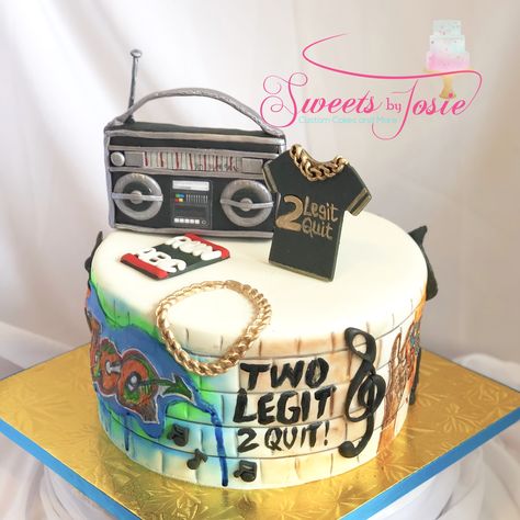 Hip Hop Themed Cake, Two Legit Birthday Cake, 90s Hip Hop Birthday Cake, 90s Hip Hop Cake, 2 Legit To Quit Birthday Cake, Hip Hop Cake Ideas, Hip Hop Cake, 2 Legit 2 Quit Birthday Cake, Two Legit To Quit Birthday Cake