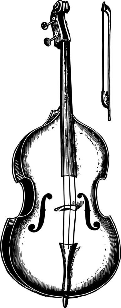 Double Bass, vintage illustration. Bass Drawing, Instrument Drawing, Bass Instrument, Vintage Bass, Vector Character Design, Double Bass, Vector Character, Vintage Illustration, Bass