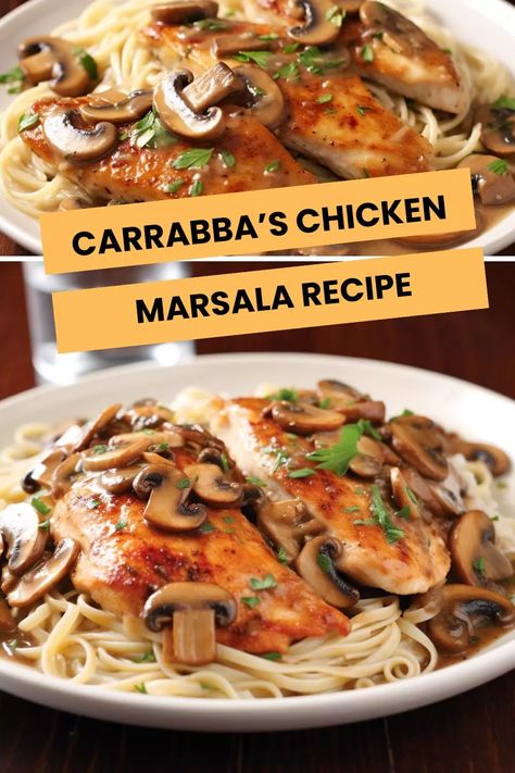 Carrabas Chicken Marsala, Carrabbas Recipes, Chicken Marsala Recipe, Marsala Recipe, Marsala Chicken Recipes, Italian Foods, Classic Italian Dishes, Chicken Marsala, Easy Weeknight Dinner