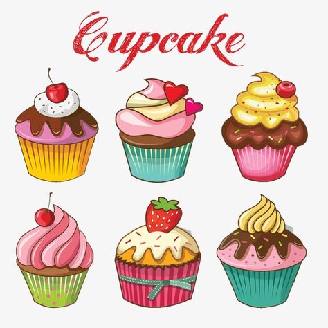 Cupcakes Art Drawing, Cute Cupcake Drawing, Cupcake Cartoon, Digital Stamps Free, Cupcake Painting, Cupcake Tattoos, Cardboard Christmas Tree, Cupcake Drawing, Cupcake Pictures