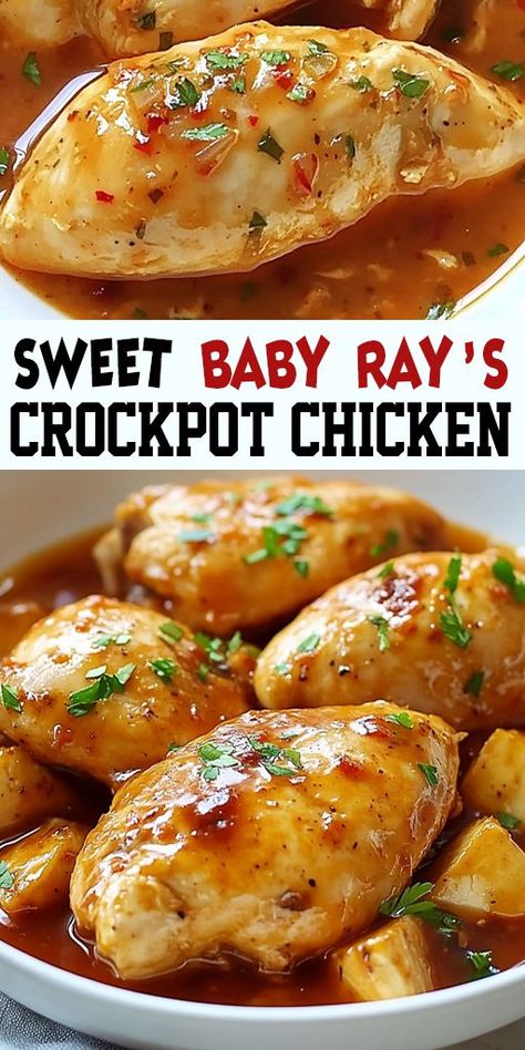 🤩 BBQ made easy! Sweet Baby Ray’s Crockpot Chicken is the recipe you didn’t know you needed 🍖. Sweet, tender, and full of flavor, it’s perfect for a stress-free dinner. Save and share this pin! ✨ #SweetBabyRaysMagic #CrockpotDinner #BBQChickenIdeas #EasyRecipesForYou Crockpot Bbq Chicken Breast, Sweet Baby Rays Crockpot Chicken, Baby Ray, Sweet Baby Ray, Bbq Chicken Breast, Bbq Chicken Crockpot, Shredded Chicken Recipes, Barbecue Chicken, Frozen Chicken