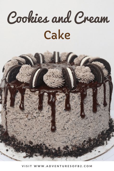 Cookies And Cream Layer Cake, Oreo Layered Cake, Cookie And Cream Cake, Oreo Cake Filling, Oreo Dirt Cake Recipe, Vanilla Cake Mix Recipes, Simple White Cake, Oreo Cookie Cake, Cookies And Cream Frosting