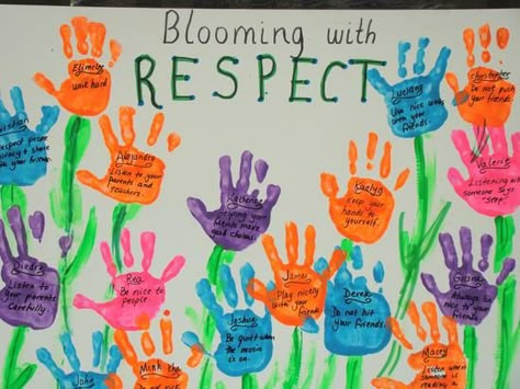 Spring Character Building Bulletin Board Idea Manners Crafts Preschool Art Projects, Respect Activities For Preschool, Manners Lesson Plans Preschool, Respect Crafts For Kids, Honesty Poster, Respect Activities For Kids, Respect Bulletin Boards, Respect Art, Respect Lessons