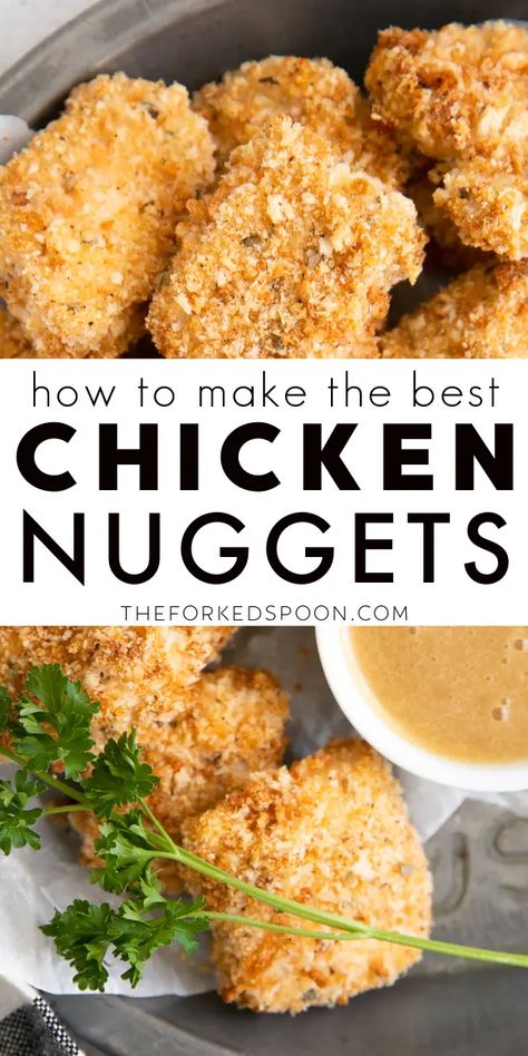 Chicken Nugget Recipes Oven, Baked Breaded Chicken Nuggets, Chicken Paddies, Baked Chicken Nuggets Panko, Oven Fried Chicken Nuggets, Healthy Chicken Nugget Recipes, Baked Chicken Nugget Recipes, Panko Chicken Bites, Chicken Thigh Nuggets