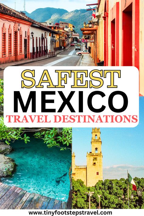 If you are looking for the safest destinations to travel in Mexico, I have you covered. This article will provide you with countless different areas known for being safe and tourist friendly. Mexico Travel Tips, Best Places In Mexico To Travel, Mexico Must See, Best Places To Visit In Mexico, Mexico For Kids, Mexico Vacation Spots, Mexico Travel Outfit, Travel In Mexico, Places To Visit In Mexico