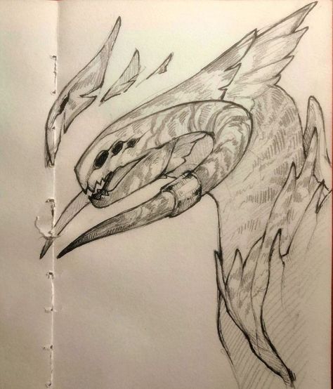 Fictional Creatures Drawing, Cool Creature Design, Split Jaw Creature, Mythical Creatures Art Humanoid, Dragon Creature Design, Monster Reference Drawing, Creature Of Sonaria Art, Creature Design Sketch, Fantasy Animal Sketches