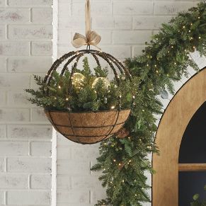 Holiday Collections - Collections | Frontgate Winter Hanging Baskets Outdoor, Igloo Decor, Porch Pots, Winter Planter, Boutique Ideas, Christmas Porch Decor, Holiday Garlands, Christmas Greenery, Outdoor Holidays