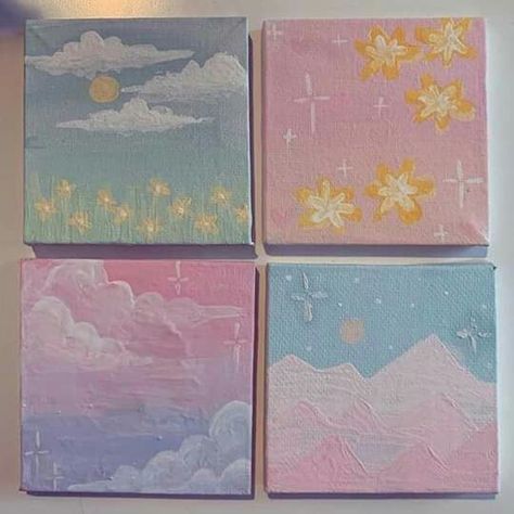 Tiny Paintings, Cheap Canvas, Small Canvas Paintings, Simple Canvas Paintings, Easy Canvas, Cute Canvas Paintings, Canvas Drawings, Canvas Painting Designs, Cute Paintings