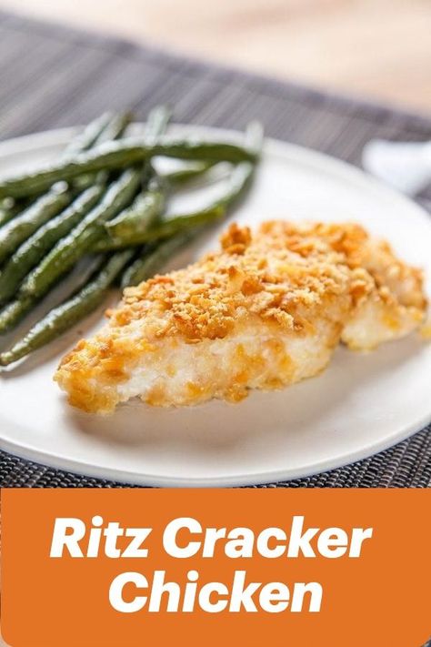 Ritz Cracker Chicken: Buttery, crunchy chicken that is baked not fried. This easy recipe has only 5 ingredients, and tastes way better than Shake and Bake! Ritz Cracker Recipes, Ritz Cracker Chicken, Cracker Chicken, Shake And Bake, Crunchy Chicken, Ritz Cracker, Healthy Dinner Recipes Chicken, Supper Recipes, Dinner Recipes Crockpot