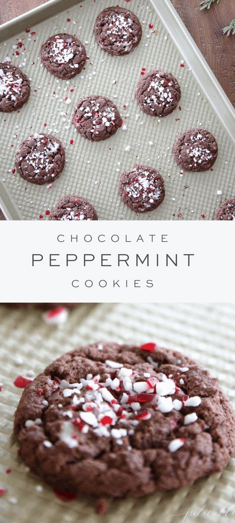 Foolproof chewy chocolate peppermint cookies are always a favorite Christmas cookie recipe – they’re quick and easy to make with just a handful of simple ingredients. Peppermint Cookies Chocolate, Chocolate Peppermint Cookies Recipe, Peppermint Christmas Cookies, Peppermint Cookie Recipe, Chocolate Christmas Cookies, Fall Cookie Recipes, Peppermint Recipes, Chocolate Mint Cookies, Chocolate Peppermint Cookies