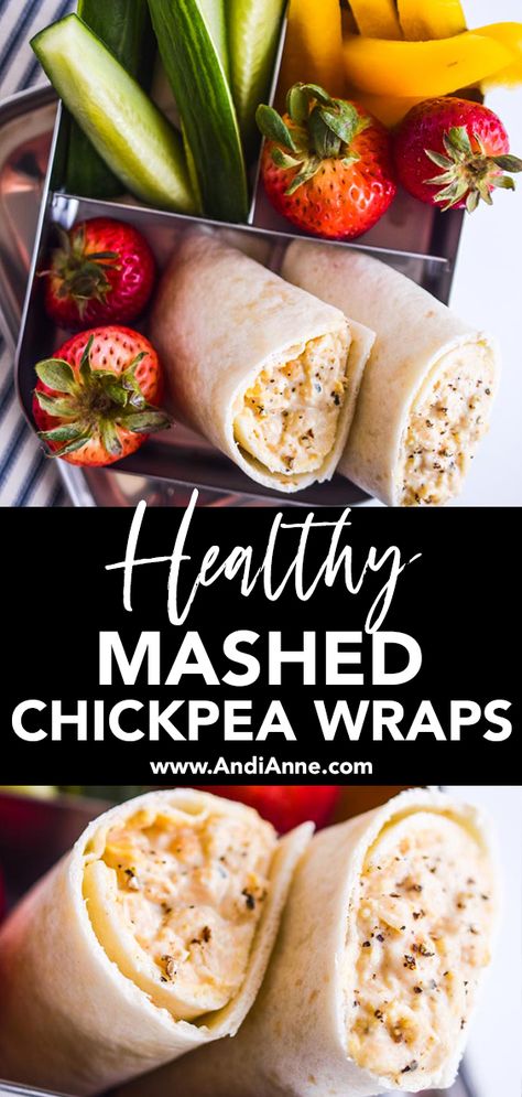 Healthy Lunch Ideas With Chickpeas, Vegan Kids Lunch Box Ideas, Vegetarian Kids Lunch Ideas For School, Uni Lunch Ideas, Lunch Idea For School, Vegetarian Kids Lunch, Meatless Lunch, Chickpea Wrap, Vegetarian Lunchbox