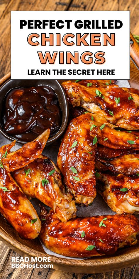 Unlock the secret to perfect grilled chicken wings! 😋 Discover our grilled chicken wings recipe for achieving that irresistible smoky flavor and juicy tenderness that'll keep people coming back for more. Say goodbye to dry wings and hello to flavorful heaven with our method for BBQ grilled chicken wings! 🍗✨ Barbecue Chicken Wings Grilled, Grilled Chicken Wings Recipe Bbq, Chicken Wings Bbq Grill, Marinade For Chicken Wings On The Grill, Grilling Chicken Wings, Grilled Chicken Wing Recipes, Chicken Wings Marinade Recipes, Chicken Wing Marinade For The Grill, Bbq Wings Grilled