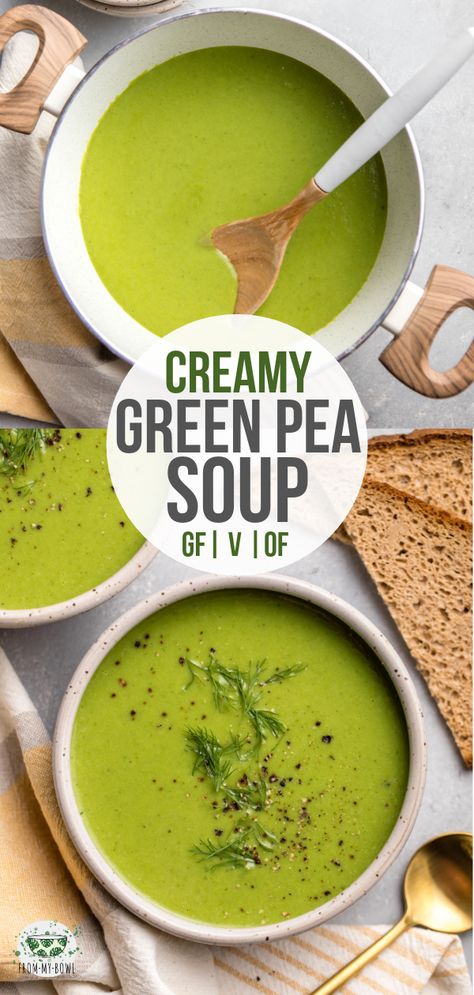 Frozen Pea Soup Recipe, Healthy Pea Soup, Green Peas Soup Recipe, Green Peas Soup, Creamy Pea Soup, Green Pea Soup Recipe, Vegan Pea Soup, Green Soups, Sweet Pea Soup